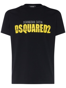 Dsquared2: Cool fit printed logo t-shirt - Siyah - men_0 | Luisa Via Roma