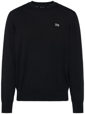 Dsquared2: Crewneck cotton sweater - Black - men_0 | Luisa Via Roma