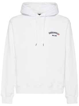 Dsquared2: Cool fit cotton logo hoodie - White - men_0 | Luisa Via Roma