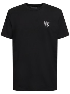 HTC Los Angeles: Small logo print cotton jersey t-shirt - Black - men_0 | Luisa Via Roma