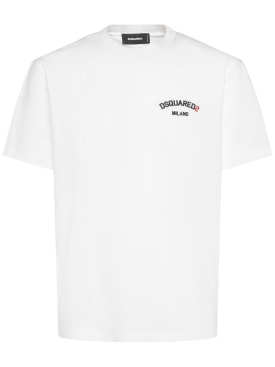 Dsquared2: Camiseta de algodón con logo - Blanco - men_0 | Luisa Via Roma