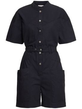 Marant Etoile: Kiara belted cotton overalls - Washed Black - women_0 | Luisa Via Roma