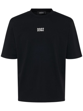 Dsquared2: 루즈핏 티셔츠 - 블랙 - men_0 | Luisa Via Roma