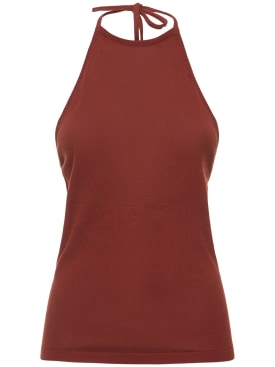 Lemaire: Halter neck cotton top - Carmine Red - women_0 | Luisa Via Roma