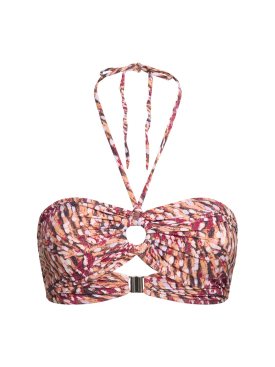Isabel Marant: Starnea halter neck bikini top - Raspberry/Multi - women_0 | Luisa Via Roma