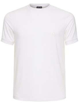 Giorgio Armani: Bedrucktes T-Shirt aus Viskosejersey - Optic White - men_0 | Luisa Via Roma