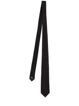 Giorgio Armani: Corbata de seda con jacquard 7cm - Negro - men_0 | Luisa Via Roma