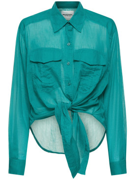 Marant Etoile: Camisa de algodón que se ata - Verde - women_0 | Luisa Via Roma