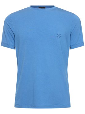 Giorgio Armani: T-shirt en jersey de viscose - Ortensia - men_0 | Luisa Via Roma