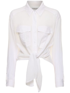 Marant Etoile: Nath self-tie cotton shirt - White - women_0 | Luisa Via Roma