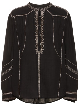 Marant Etoile: Pelson刺绣棉质衬衫 - 黑色 - women_0 | Luisa Via Roma