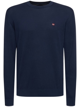 Napapijri: Decadur 5 cotton crewneck sweater - Blue - men_0 | Luisa Via Roma