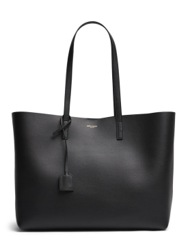 Saint Laurent: Saint Laurent leather shopping bag - Black - women_0 | Luisa Via Roma