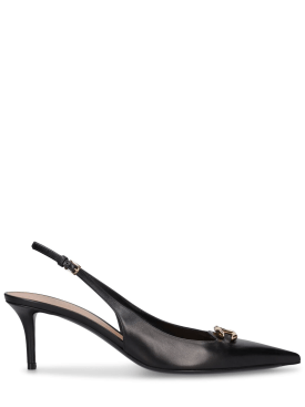 Valentino Garavani: 60mm Moon logo leather heels - Black - women_0 | Luisa Via Roma