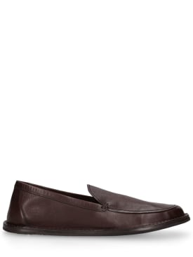 The Row: Cary leather loafers - Dark Brown - men_0 | Luisa Via Roma