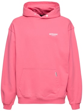 Represent: Owners Club logo cotton hoodie - Bubblegum Pink - men_0 | Luisa Via Roma