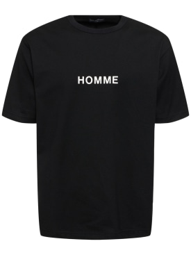 Comme des Garçons Homme: Printed logo cotton t-shirt - Black - men_0 | Luisa Via Roma