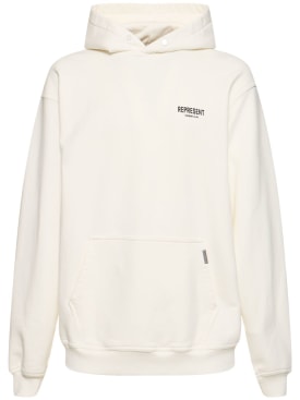 Represent: Owners Club logo cotton hoodie - Flat White - men_0 | Luisa Via Roma