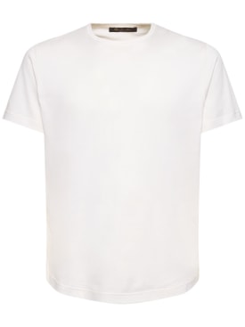 Loro Piana: T-shirt en jersey de coton doux et soie - Blanc - men_0 | Luisa Via Roma