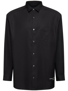 Comme des Garçons Homme: Cotton logo shirt - Black - men_0 | Luisa Via Roma