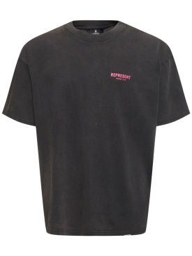 Represent: T-Shirt aus Baumwolle mit Owners Club-Logo - Vintage Grey/Pink - men_0 | Luisa Via Roma