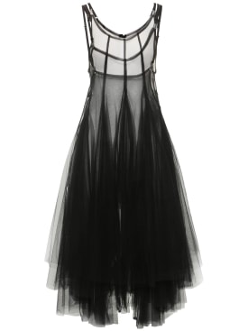 Noir Kei Ninomiya: Nylon tulle & cotton mini dress - Black - women_0 | Luisa Via Roma