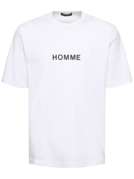 Comme des Garçons Homme: Bedrucktes T-Shirt mit Logotasche - Weiß - men_0 | Luisa Via Roma