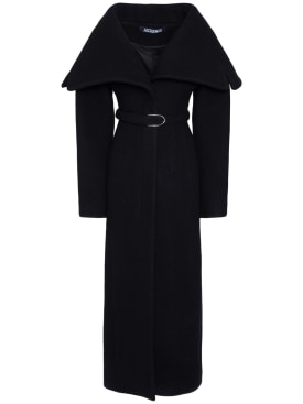 Jacquemus: Le Manteau Caruso wool long coat - Black - women_0 | Luisa Via Roma