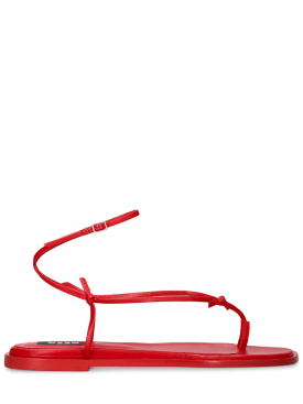 MSGM: Sandales plates en cuir 10 mm - Rouge - women_0 | Luisa Via Roma