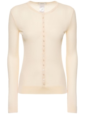 Lemaire: Seamless viscose blend ribbed top - Beige - women_0 | Luisa Via Roma