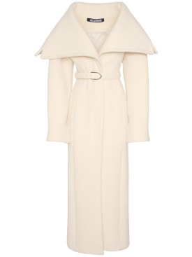 Jacquemus: Le Manteau Caruso wool long coat - White - women_0 | Luisa Via Roma