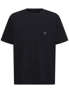 Needles: T-shirt en jersey de polyester à logo - C-black - men_0 | Luisa Via Roma