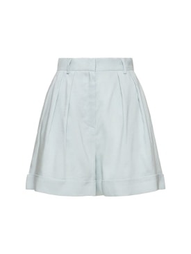 The Andamane: Rina high waist linen blend shorts - Blue - women_0 | Luisa Via Roma