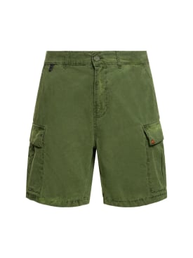 SUNDEK: 条纹棉质府绸工装短裤 - 深绿色 - men_0 | Luisa Via Roma