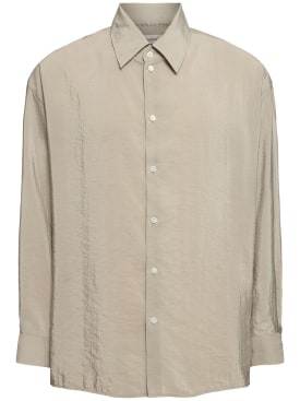 Lemaire: Twisted silk blend shirt - Misty Grey - men_0 | Luisa Via Roma