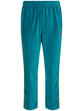 Needles: Pantalones deportivos de terciopelo - A-turquoise - men_0 | Luisa Via Roma