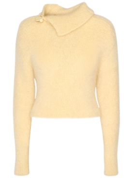 Jacquemus: Le Pull Marina mohair blend knit sweater - Blue/White - women_0 | Luisa Via Roma
