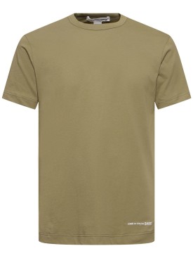 Comme des Garçons Shirt: Camiseta de algodón con logo estampado - Caqui - men_0 | Luisa Via Roma