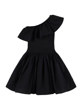 Molo: Cotton jersey & poplin dress - Black - kids-girls_0 | Luisa Via Roma