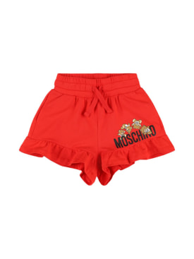 Moschino: Cotton sweat shorts - Red - kids-girls_0 | Luisa Via Roma