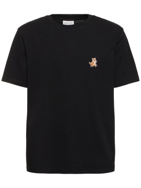Maison Kitsuné: Camiseta con parche - Negro - men_0 | Luisa Via Roma