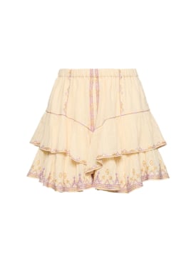 Marant Etoile: Minifalda de algodón con volantes - Amarillo - women_0 | Luisa Via Roma