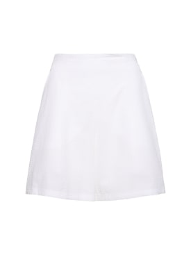 Max Mara: Short en coton seersucker Canale - Blanc - women_0 | Luisa Via Roma