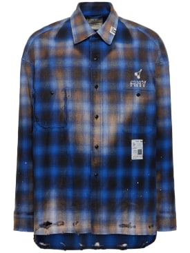 Mihara Yasuhiro: Vintage check cotton shirt - Blue - men_0 | Luisa Via Roma