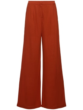 Max Mara: Brina linen blend jersey straight pants - Red - women_0 | Luisa Via Roma
