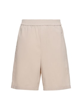 AMI Paris: Cotton crepe Bermuda shorts - Light Beige - men_0 | Luisa Via Roma