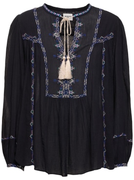 Marant Etoile: Hemd aus Baumwolle „Silekia“ - Schwarz - women_0 | Luisa Via Roma