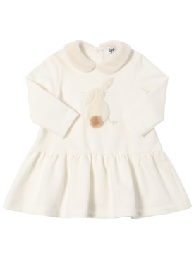 Il Gufo: Stretch cotton jersey dress - White - kids-girls_0 | Luisa Via Roma