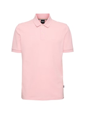 Boss: Pallas logo cotton polo - Pastel Pink - men_0 | Luisa Via Roma