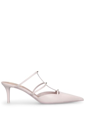 Valentino Garavani: 60mm Rockstud leather heels - Lilac - women_0 | Luisa Via Roma